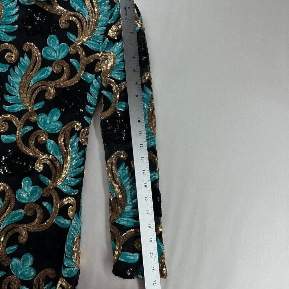Fashion Nova Dress Size  XS Caprice Sequin Strap Side Bodycon Long Sleeve Black - Picture 11 of 12